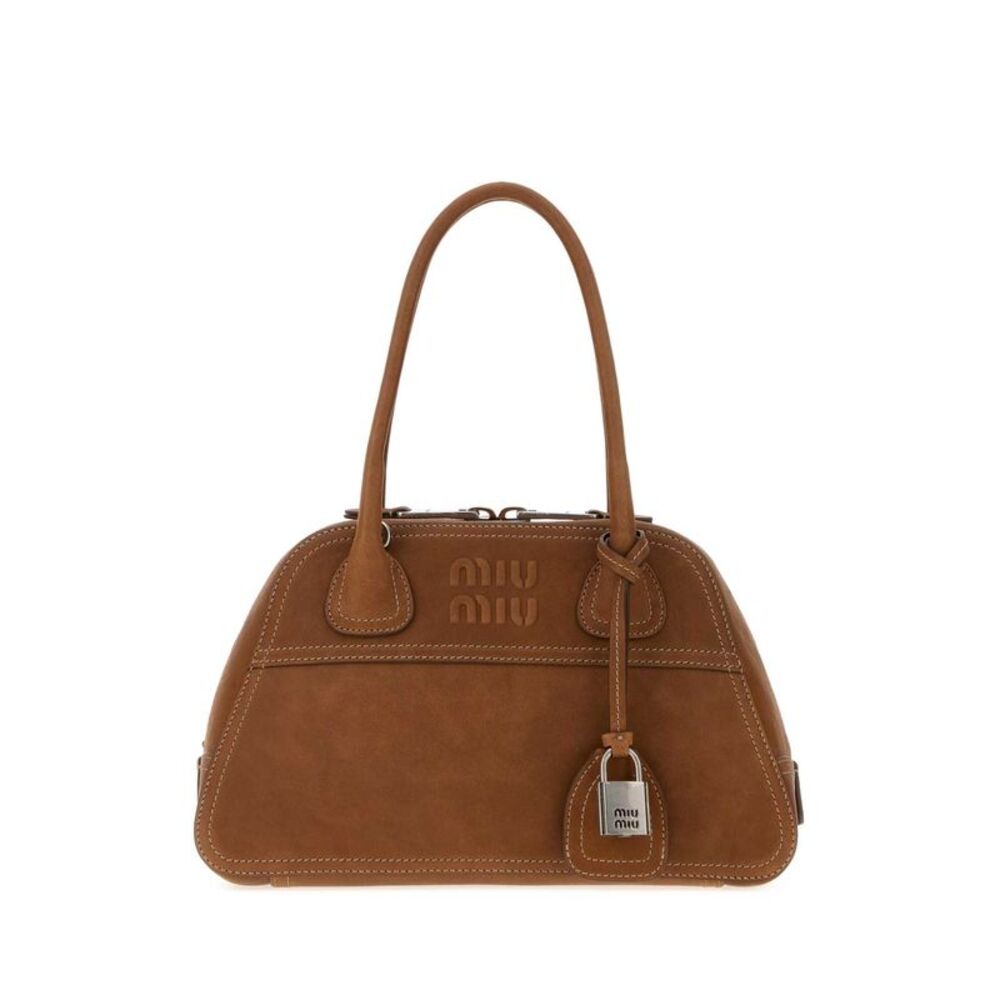Miu Miu Women Camel Leather Vivant Handbag